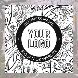 Moderne lijnkunst & uw logo met bewerkbare tekst raamsticker