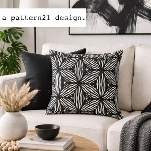 moderne lijnkunst zwart-wit patroon kussen