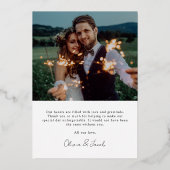 Moderne Lijst Foto bruiloft Hartelijk dank Folie Uitnodiging (Achterkant)