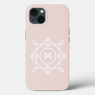 Moderne Lijst monogram feminine Pastel Blush Roze iPhone 13 Hoesje
