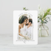 Moderne Lijst van de Kunstfoto Silver Grey Marmer Save The Date (Staand voorkant)