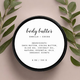 Moderne lijst van elegante witte ingrediënten ronde sticker