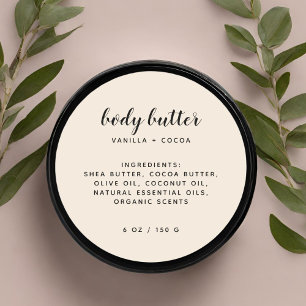 Moderne lijst van ingrediënten van elegant beige ronde sticker