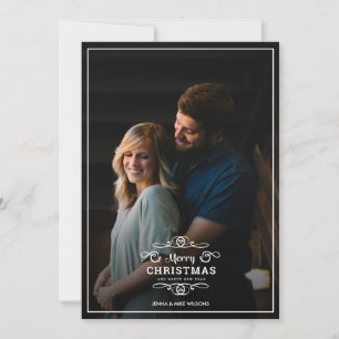 Moderne lijstKerstmis + De Foto van de Typografie Feestdagenkaart