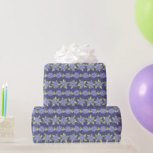Moderne Lila en Donkere Paarse Bloemen Cadeaupapier