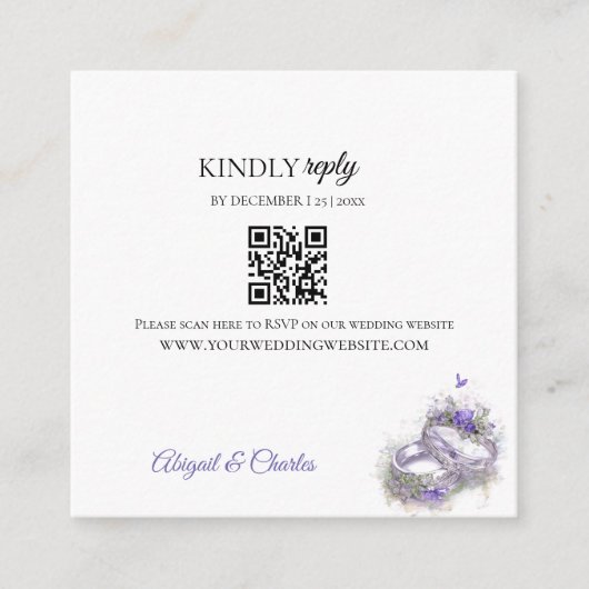 Moderne lila Enclosure Card Informatiekaartje (Voorkant)