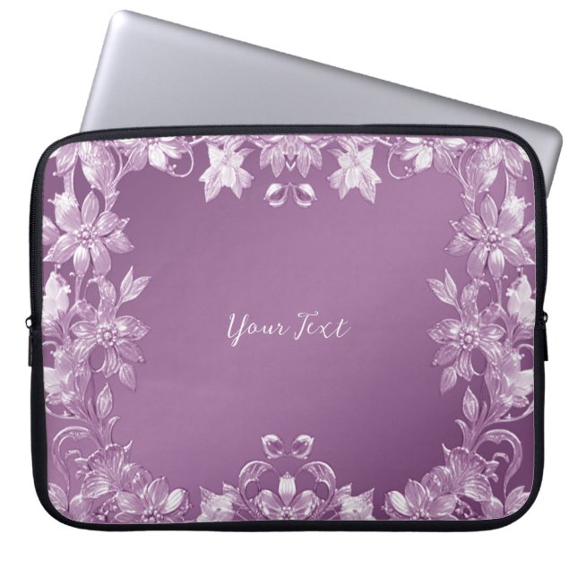 Moderne Lila Floral laptop hoes (Voorkant)