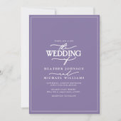 Moderne Lila lavendel Calligraphy Wedding Kaart (Voorkant)