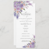 Moderne Lila lavender Mauve Script Floral Wedding Programma (Voorkant / Achterkant)