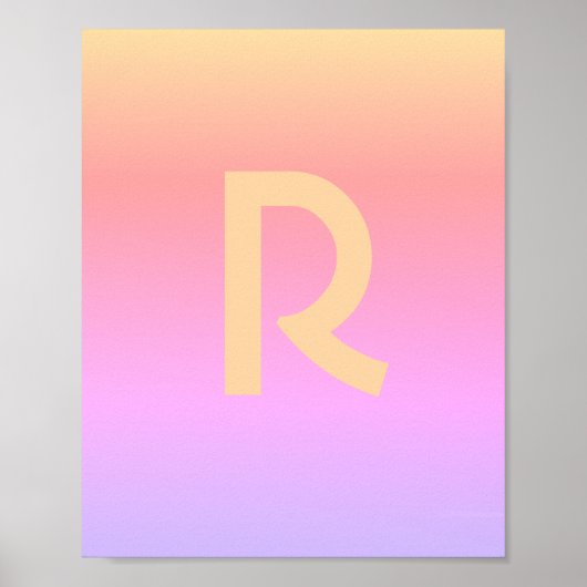 Moderne Lila monogram roze Poster (Voorkant)