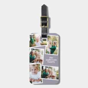 Moderne lila multi-fotofamilie elegant cadeau bagagelabel