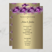 Moderne, Lila Paarse bloem ELEGANT WEDDING Kaart (Voorkant / Achterkant)