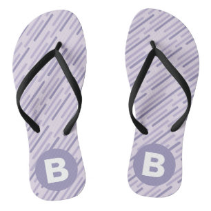 Moderne lila paarse diagonale strepen monogram teenslippers
