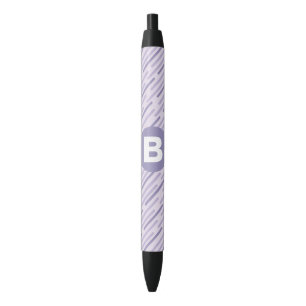 Moderne lila paarse diagonale strepen monogram zwarte inkt pen