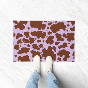 Moderne Lila Paarse en Bruine Koe Skin Print Deurmat