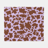 Moderne Lila Paarse en Bruine Koe Skin Print Fleece Deken (Voorkant (Horizontaal))