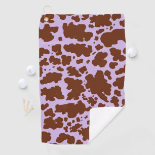 Moderne Lila Paarse en Bruine Koe Skin Print Golfhanddoek
