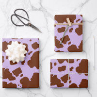 Moderne Lila Paarse en Bruine Koe Skin Print