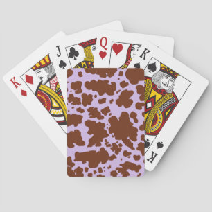 Moderne Lila Paarse en Bruine Koe Skin Print Pokerkaarten