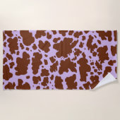Moderne Lila Paarse en Bruine Koe Skin Print Strandlaken (Voorkant)