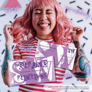 Moderne Lila Paarse en witte afbeelding met Initia Visitekaartje