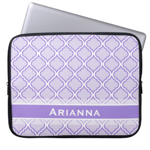 Moderne Lila Paarse Marokkaanse Trellis Laptop Sleeve