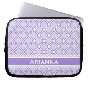 Moderne Lila Paarse Marokkaanse Trellis Laptop Sleeve