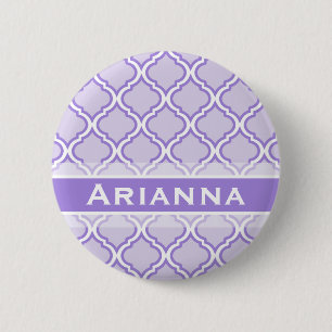 Moderne Lila Paarse Marokkaanse Trellis Ronde Button 5,7 Cm
