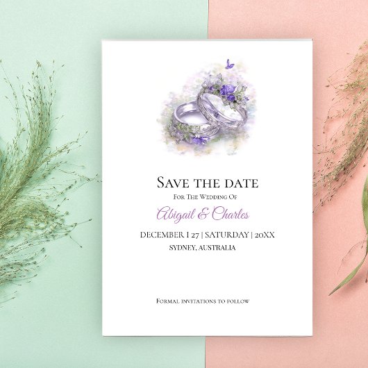 Moderne lilac enregistrer la carte d'invitation de