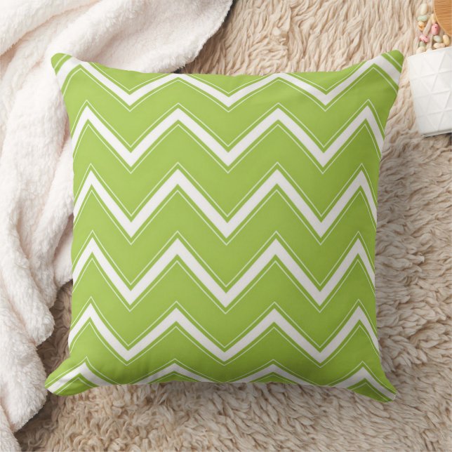 Moderne Lime Green Chevron Zig Zag patroon Kussen (Deken)