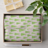 Moderne Lime Green Roze Kerstbomen Waterverf Tissuepapier (Geschenk)