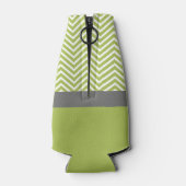 Moderne Limoen- en houtskool-Chevron-patroon met n Flesjeskoeler (Achterkant)