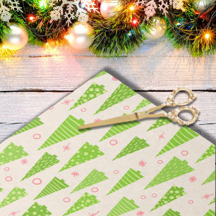 Moderne limoengroene roze kerstbomen aquarel tissuepapier
