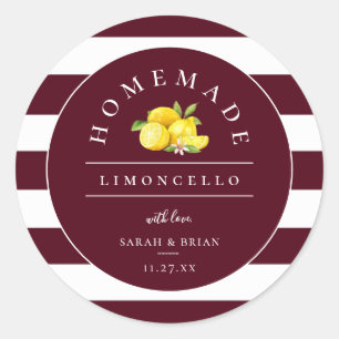 Moderne Limoncello Bourgondische streep Ronde Sticker