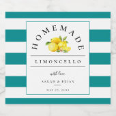 Moderne Limoncello Donker Blauwgroen Streep Likeurfles Etiket (Enkel label)