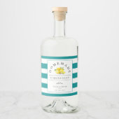 Moderne Limoncello Donker Blauwgroen Streep Likeurfles Etiket (Voorkant)
