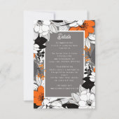 Moderne Lineart bloemenbruiloft details RSVP Kaartje (Voorkant)