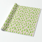 Moderne Lingse groene en roze kerstbomen Cadeaupapier (Uitgerold)