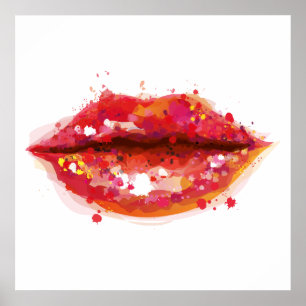 Moderne lippen, kleurrijke make-up kunstenaar, Bea Poster