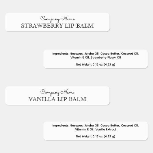 Moderne Lippenbalsem Bedrijfsnaam Ingrediënt Custo Labels (Groep)