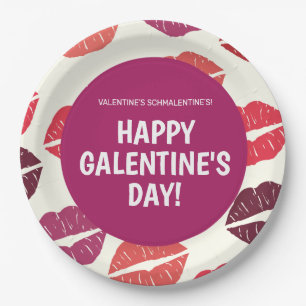 Moderne lipstick Galentine's Day Paper-borden Papieren Bordje