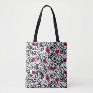 Moderne lipstick Lips B&W Patroon Draagtas