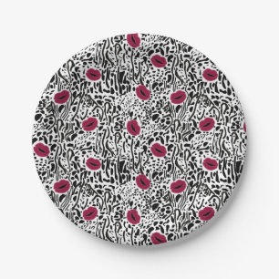 Moderne lipstick Lips B&W Patroon Papieren Bordje