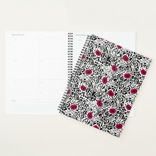 Moderne lipstick Lips B&W Patroon Planner (Display)
