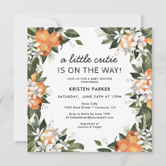 Moderne Little Cutie Baby Shower Uitnodiging (Voorkant)