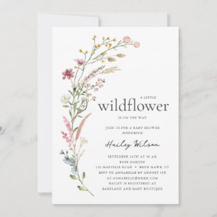 Moderne Little Wildflower Babyshower Uitnodiging