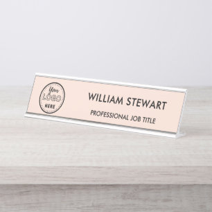 Moderne Logo Blush Pink Medewerker Personeel Minim Bureau Naambordje