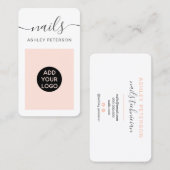 Moderne logo blush roze nagels technisch script visitekaartje (Voorkant / Achterkant)