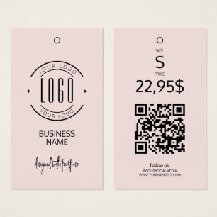 Moderne logo blush roze QR-code kleding hangtag Visitekaartje