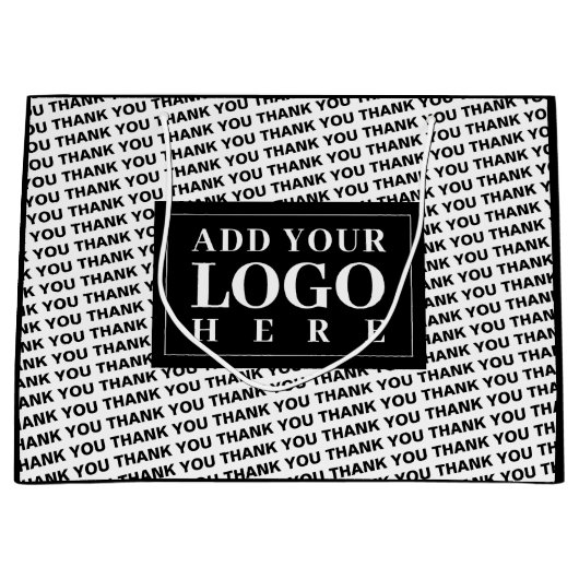Moderne Logo Dank u Zwart-wit Gift Bag Groot Cadeauzakje (Voorkant)